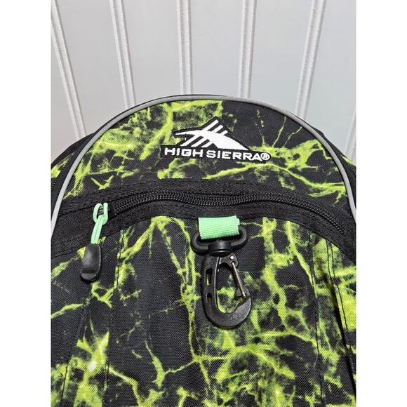 High Sierra Green Black Multi Compartment Backpack Comfort Padded Straps - Picture 5 of 8
